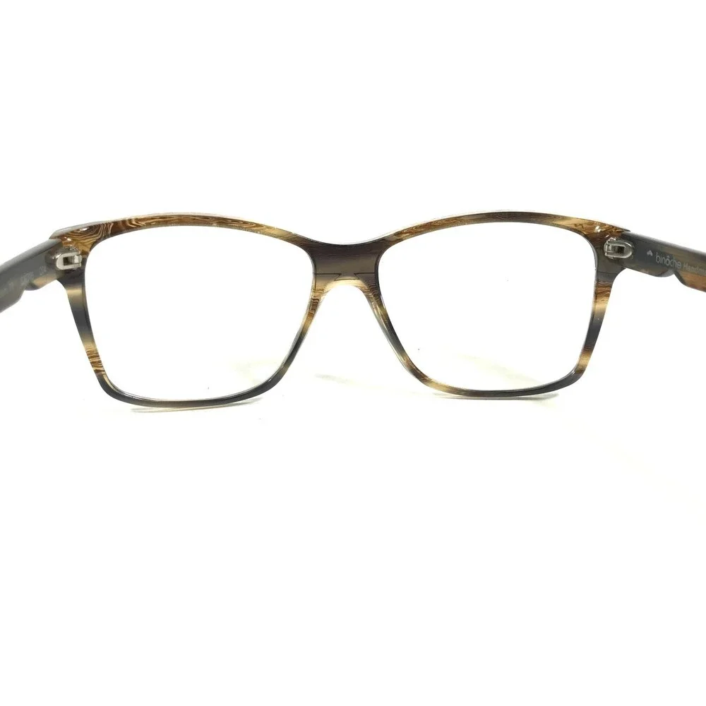 Binoche Eyeglasses Frames Bi-zem 76 C04 Brown Horn Square Full Rim 53-15-135